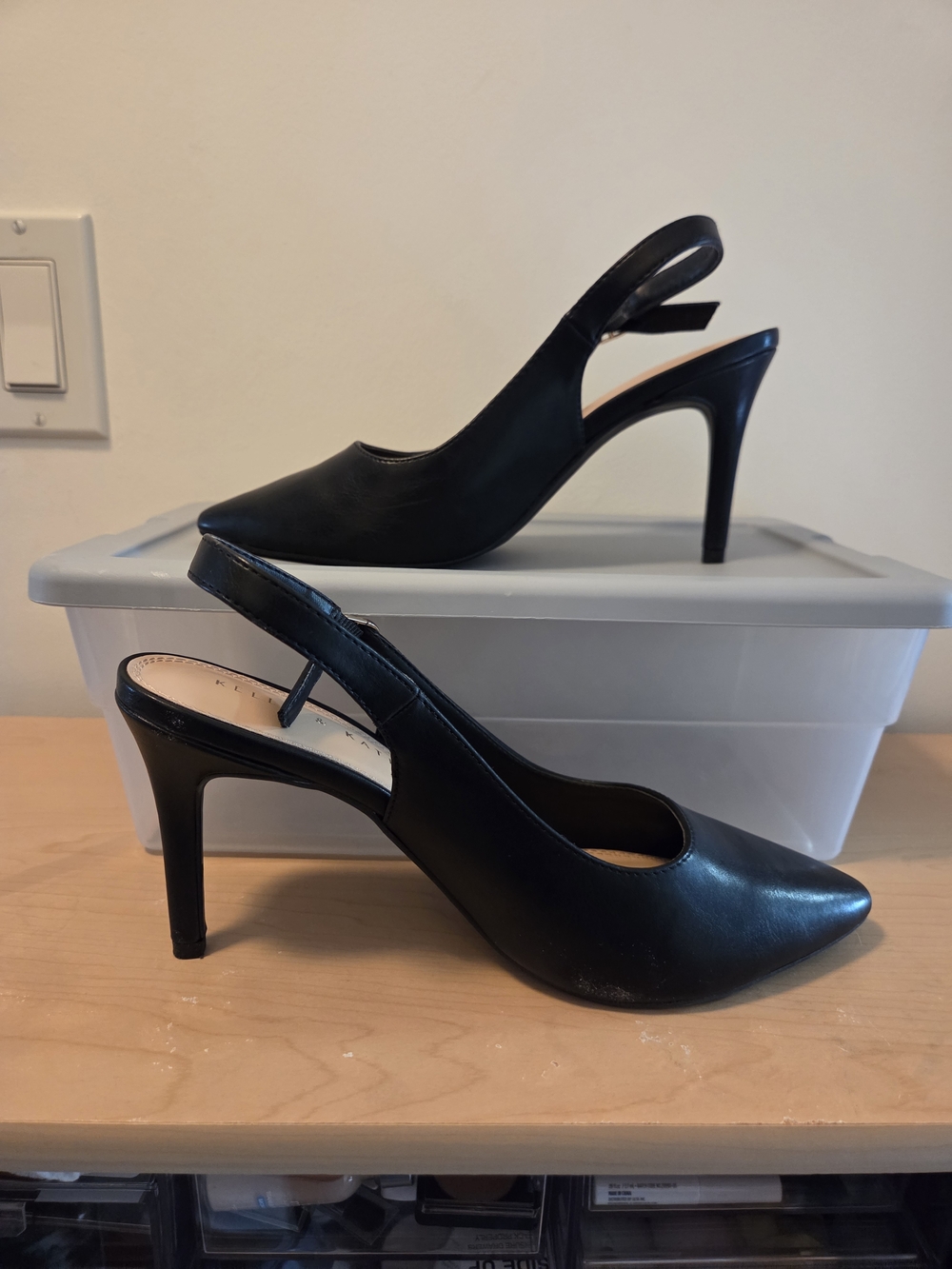 Kelly & Katie Black Pointed-Toe Slingback Pumps